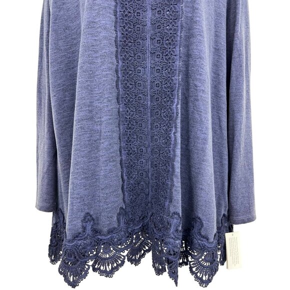 Style & Co Women Plus Size 3X Purple Glaze Crochet Top Blouse Long Sleeve New - Picture 4 of 9